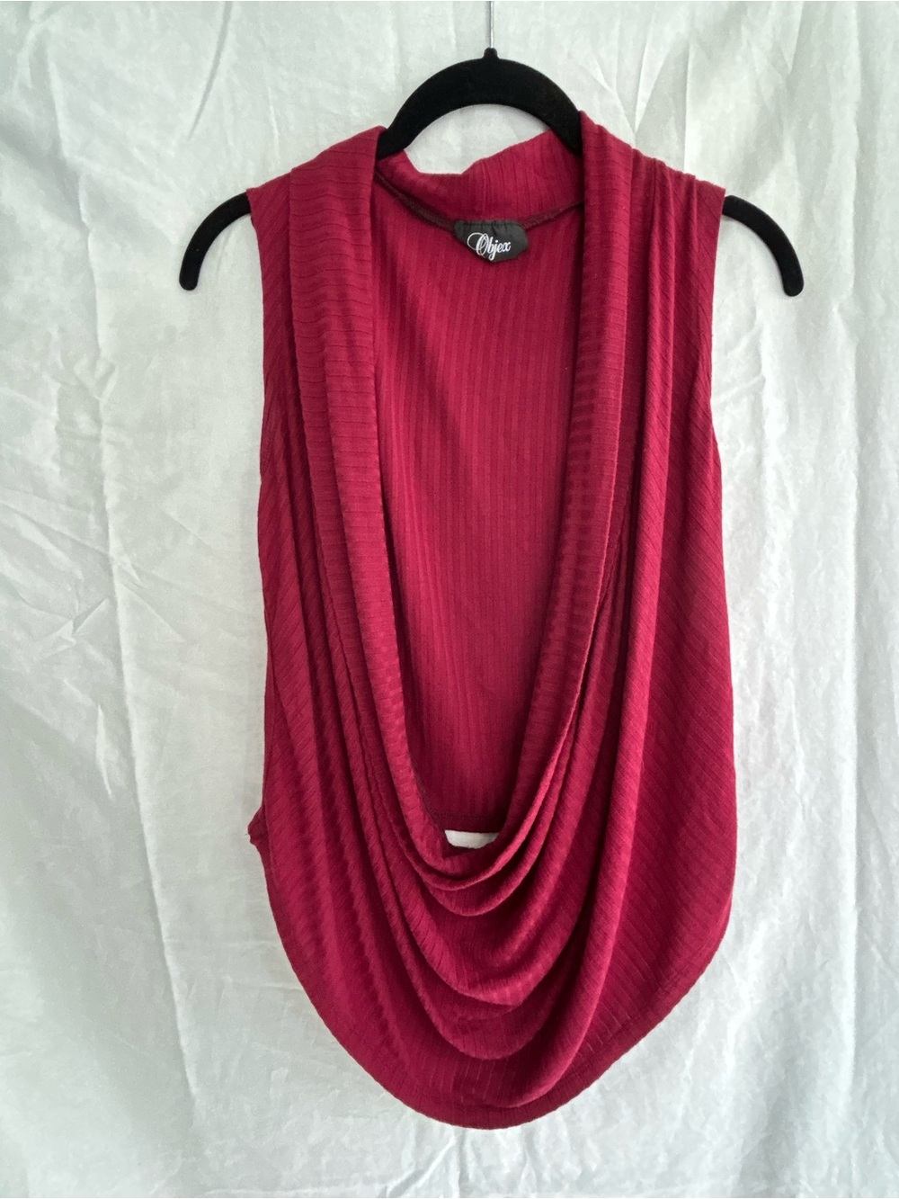 Olga Draped Cowl Neck Camisole in Berry Red
